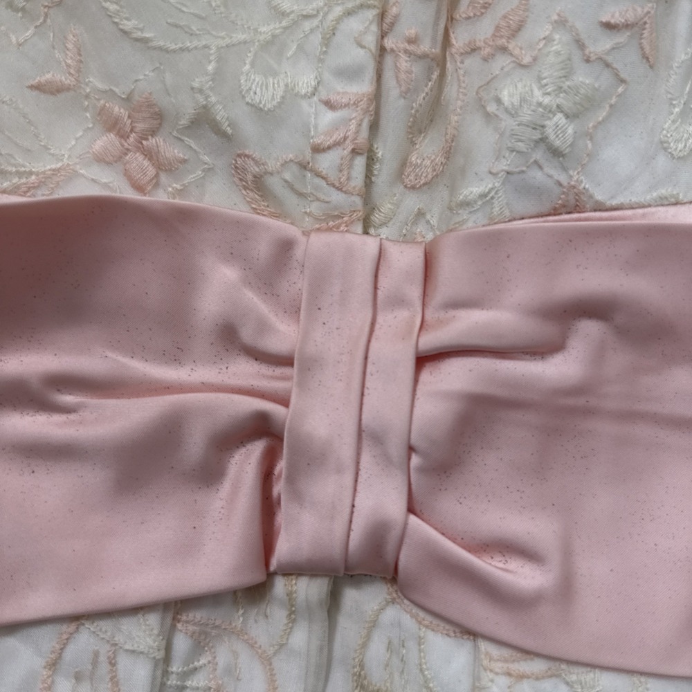 VTG Womens M 50's Prom Rockabilly Dress Sheath Pink Acetate Bow White Pink - Picture 3 of 15
